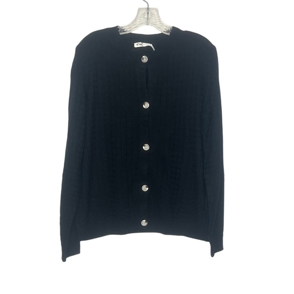 BAISHENGGT Cable Knit Cardigan Sweater XL Black New Button Front